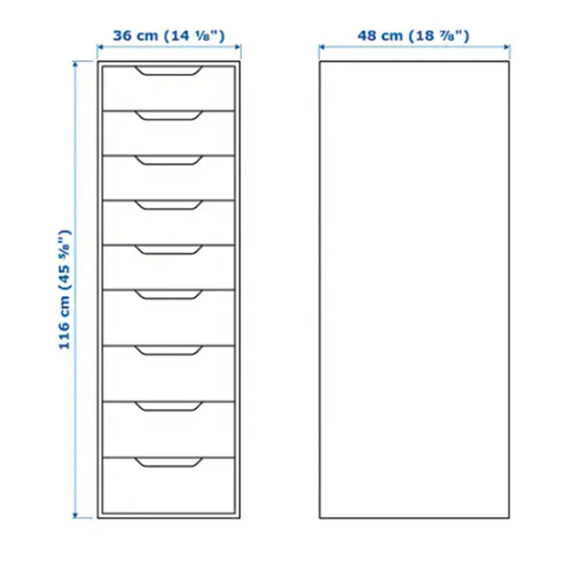 
2020 New Arrival White color Living Room Furniture Mirror Corner 9 Chest of Drawers Cabinet 