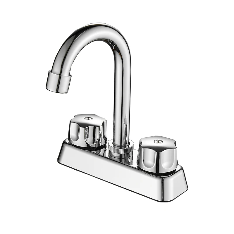 Hot sale double handle cold and hot water mixing 4' lavatory plastic faucet