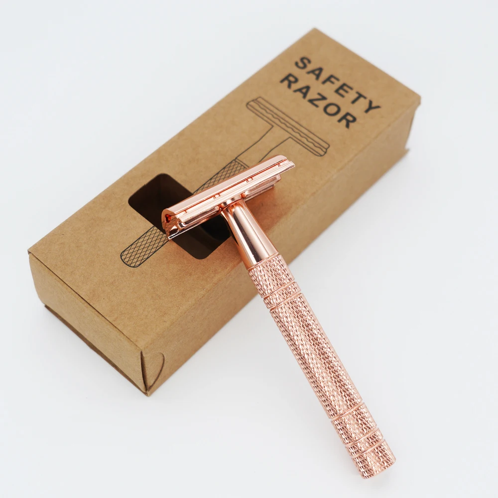 Chrome Plating Double Edge Safety Razor with 10 Blades, Metal DE Razor for a Smooth Shave, for wet shaving choice