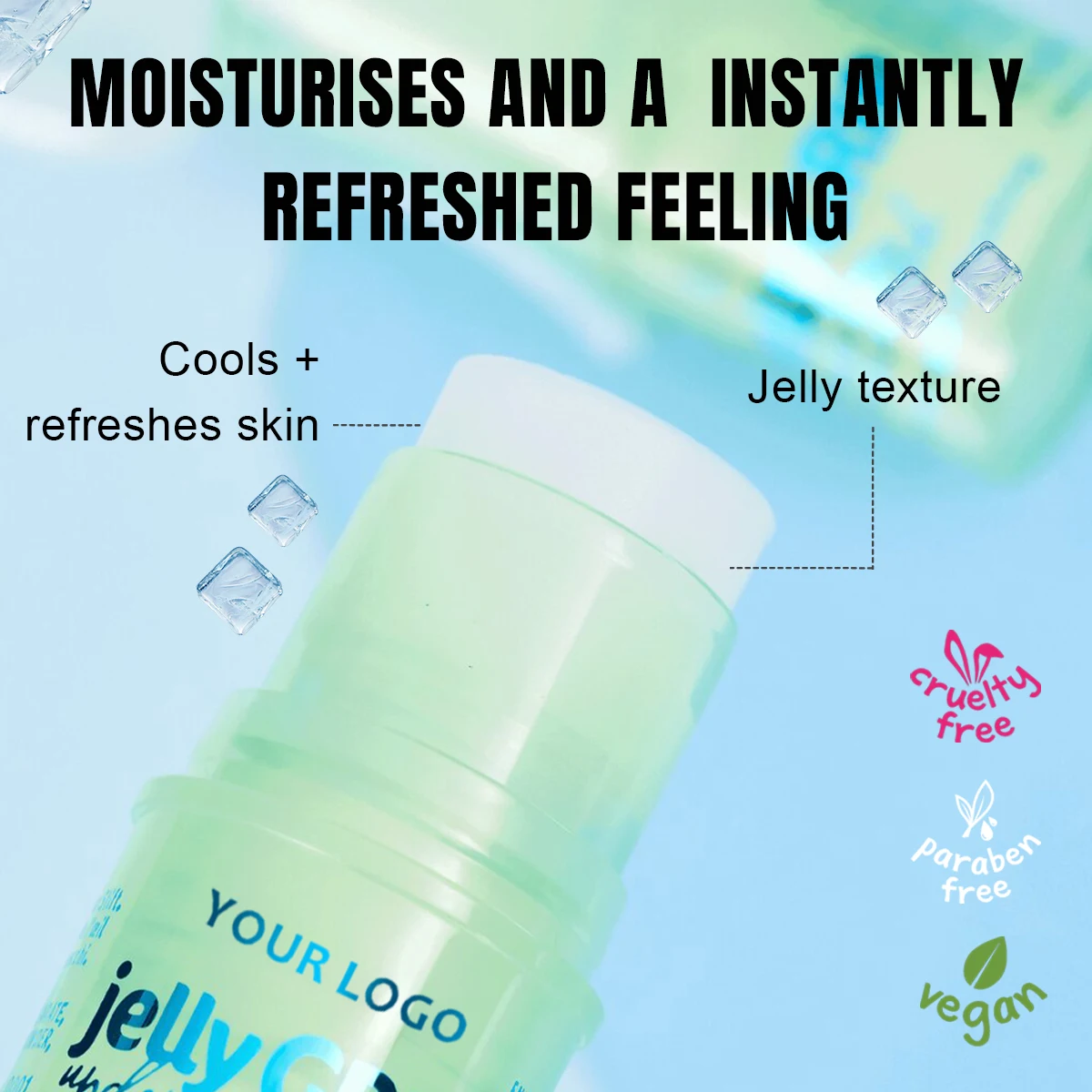 Custom Logo Natural Hyaluronic Acid Moisture Smooth Fine Lines Primer Base Refreshing Jelly Grip Primer Stick