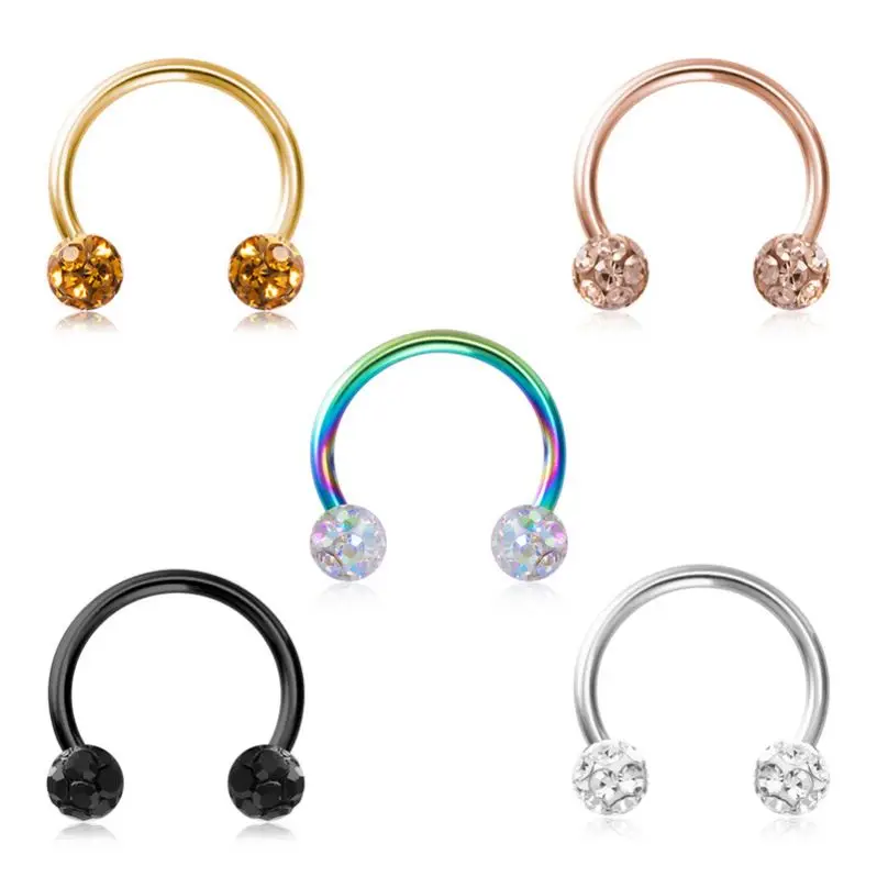 1PC Horseshoe Piercing Jewelry 16G Cartilage Helix Tragus Earrings Hoop Lip Piercing Retainer Bling Septum Nose Rings