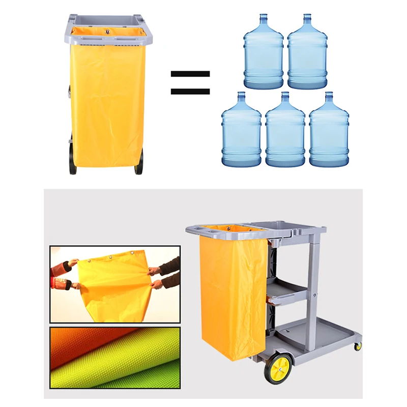 Supplies Commercial Hotel Room Plastic Housekeeping Service Janitor Cart Cleaning Trolley with Refuse Bag