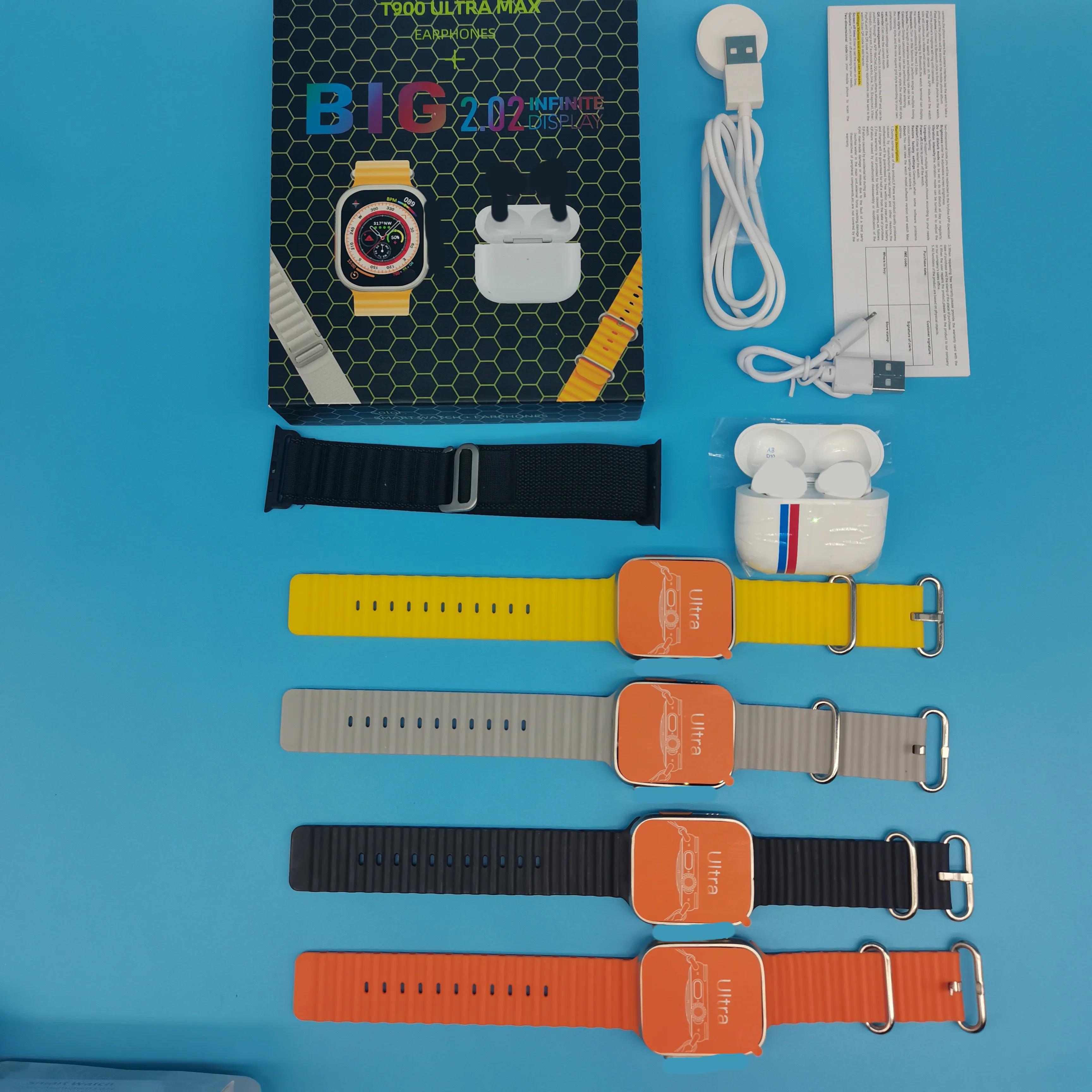 T900 Ultra Max fashion smart watch with earphonE 2in1 Touch screen Fitness tracker Sport Heart rate appl smart watch