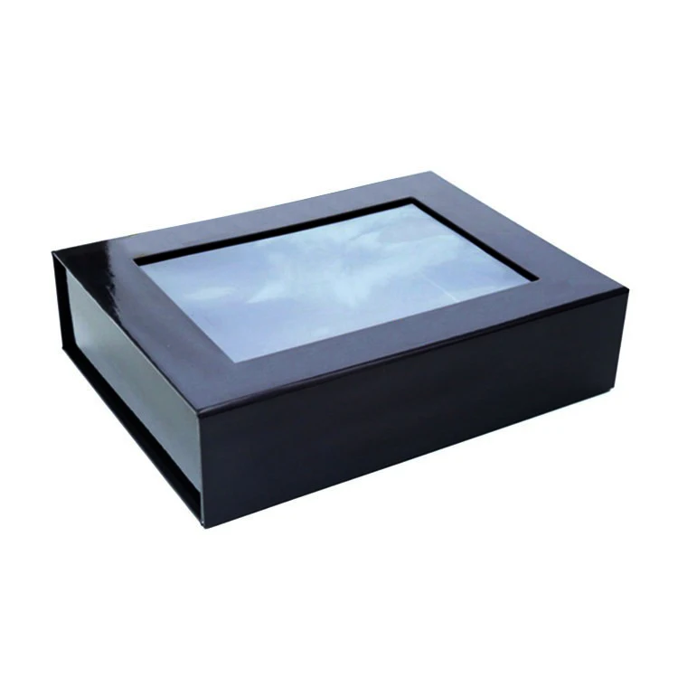 Custom rigid hardbox magnetbox window matt magnet box packaging luxury folding gift box with magnetic with window