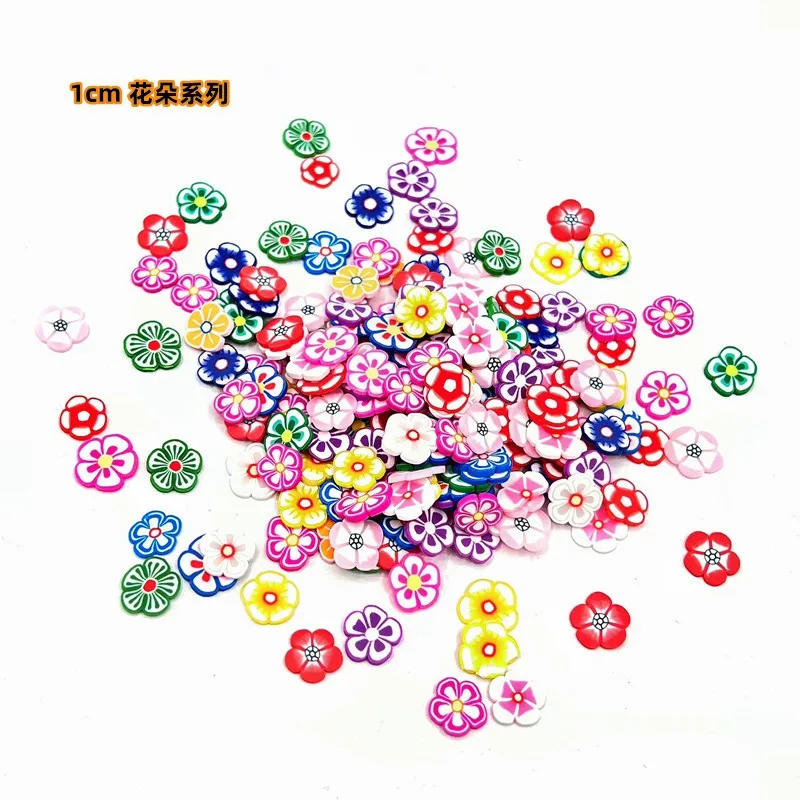 100pcs/bag fruit animal flower Soft heart plum blossom slices slime filling crystal Polymer clay confetti
