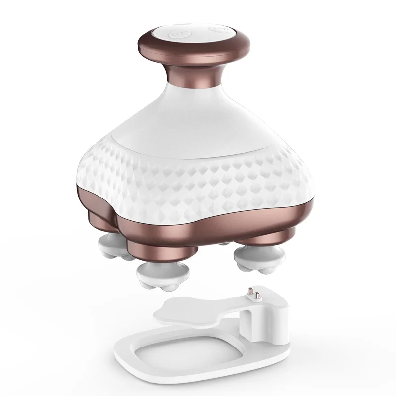 Electric Scalp Massager with Four Massage Modes that Imitate Four-Finger Kneading Charging Base Included Removable Massage Nodes