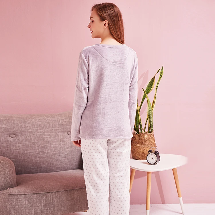 Two Pieces Set Women Best Selling Soft Flannel Animal Women Wholesale Printed Pajamas