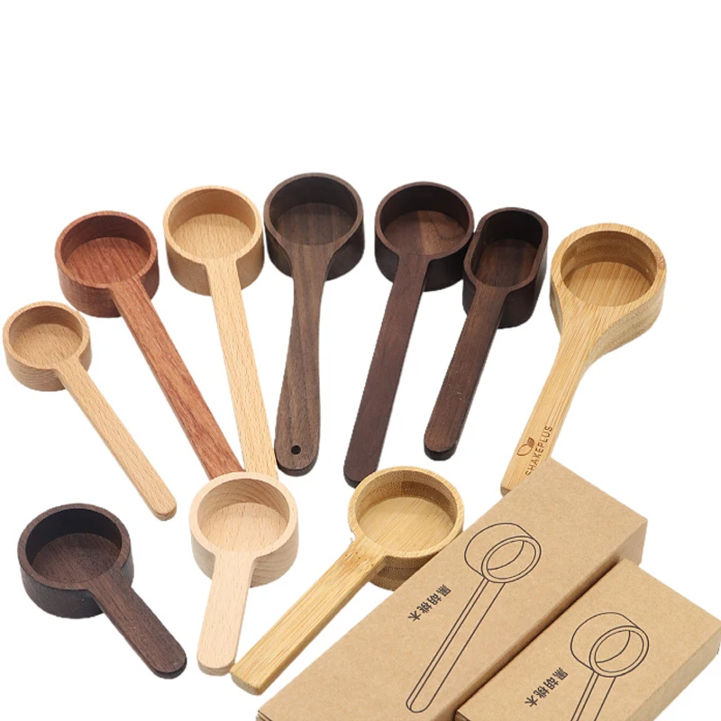Japanese Style Black Walnut Wooden Dessert Spoon Tableware Coffee Honey Spoons Stir Coffee Scoop Sugar Spice Measure spoon