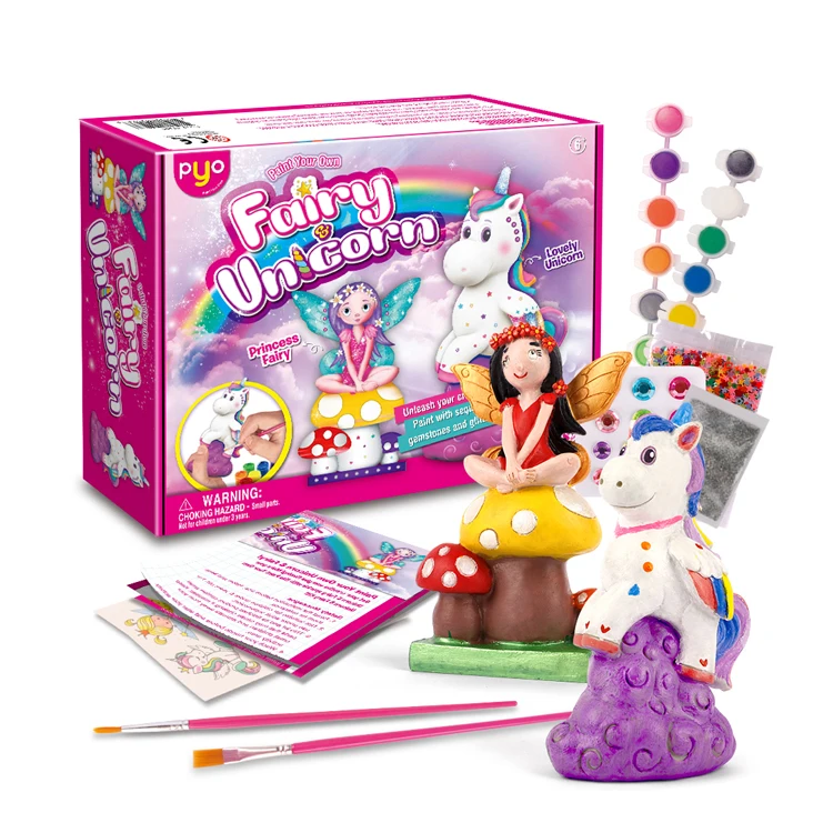 Craft Kits Educational Toy Paint Your Own Fairy Unicorn Figurines Painting Kit