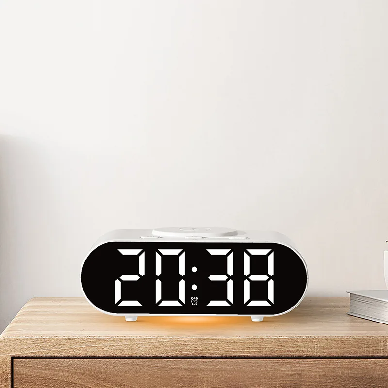 OEM/ODM 24 hour multifunction  smart table clocks light led alarm clock wake up wireless charger alarm clock for bedroom