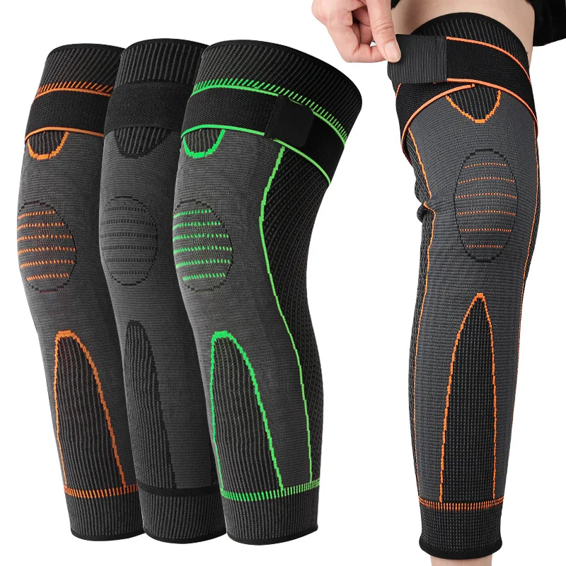 Lengthened Calf Knee Pads Men Women Basketball Running Cycling Non-slip Compression Straps Cold-proof Wormwood Knee Pads