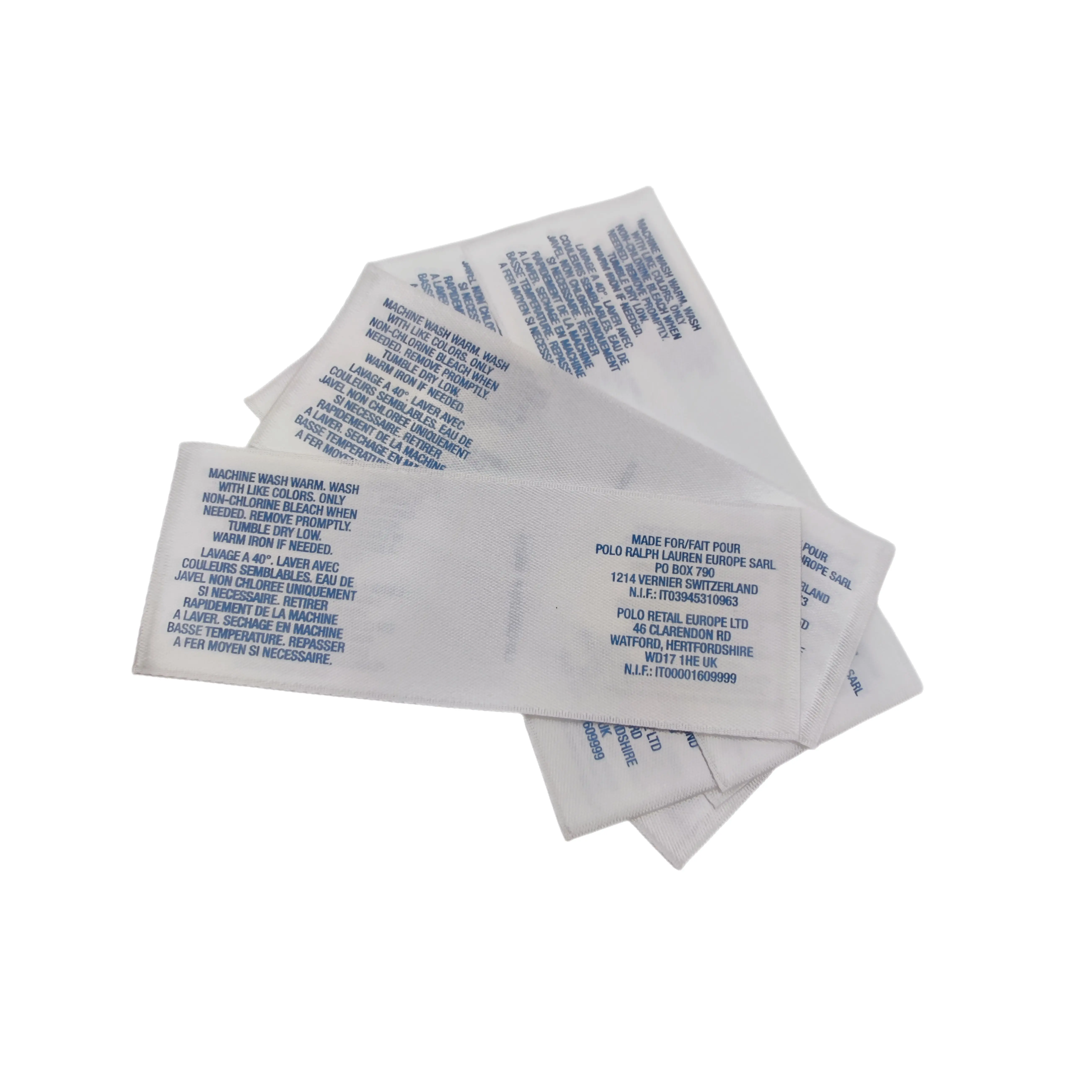 Center Fold Double Side Logo Print  Fabric Wash Care Label Maker For Clothing