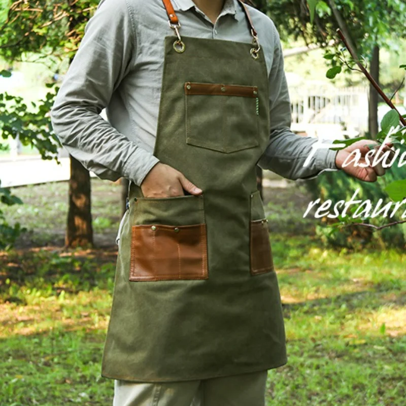 Fashion Canvas kitchen Aprons For Woman Men Chef Work Apron For Grill Restaurant Bar Shop Cafes Beauty Nails Studios Uniform