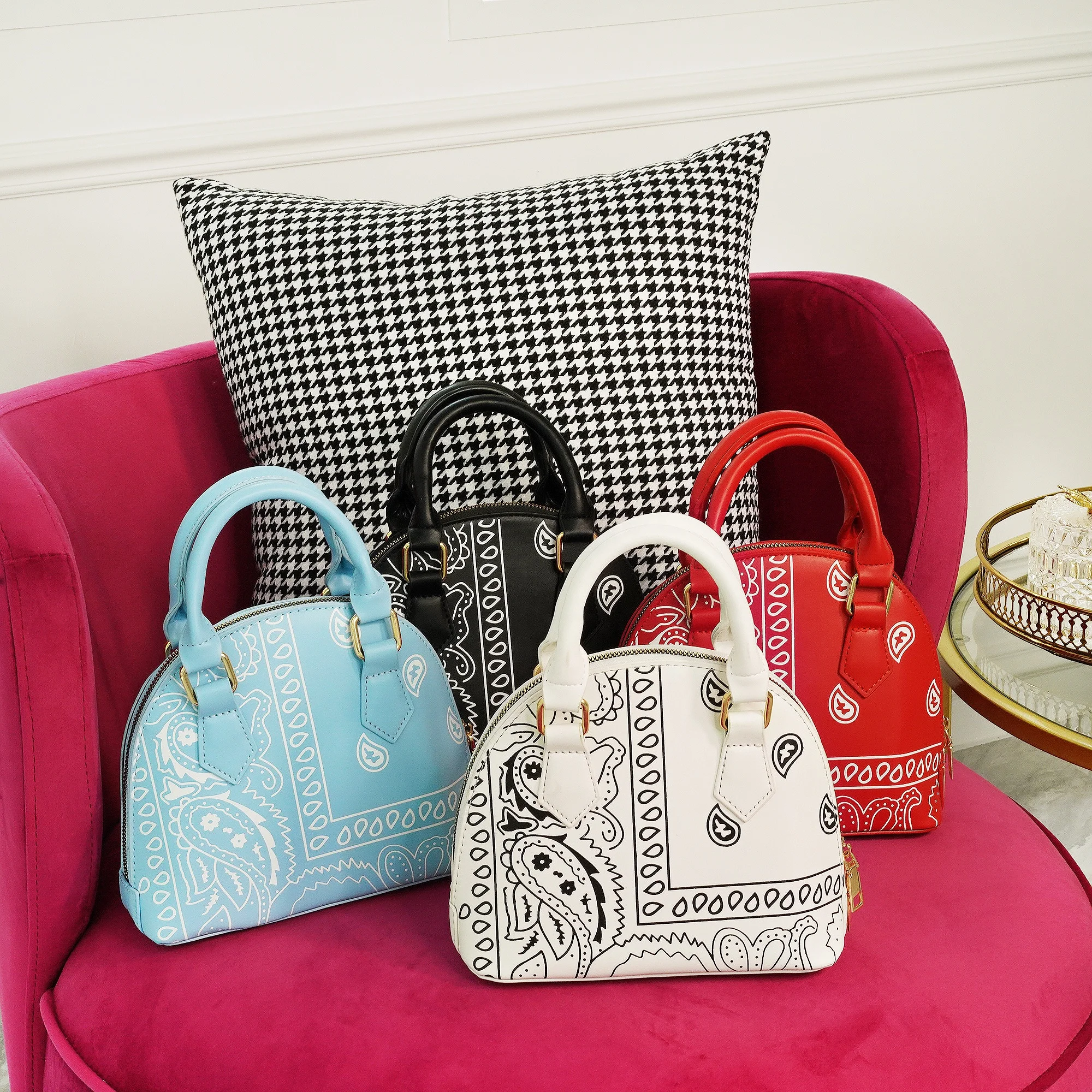 New Fashion Trend Bandana Purses PU Leather Crossbody Shoulder Bags For Women Casual Handbags