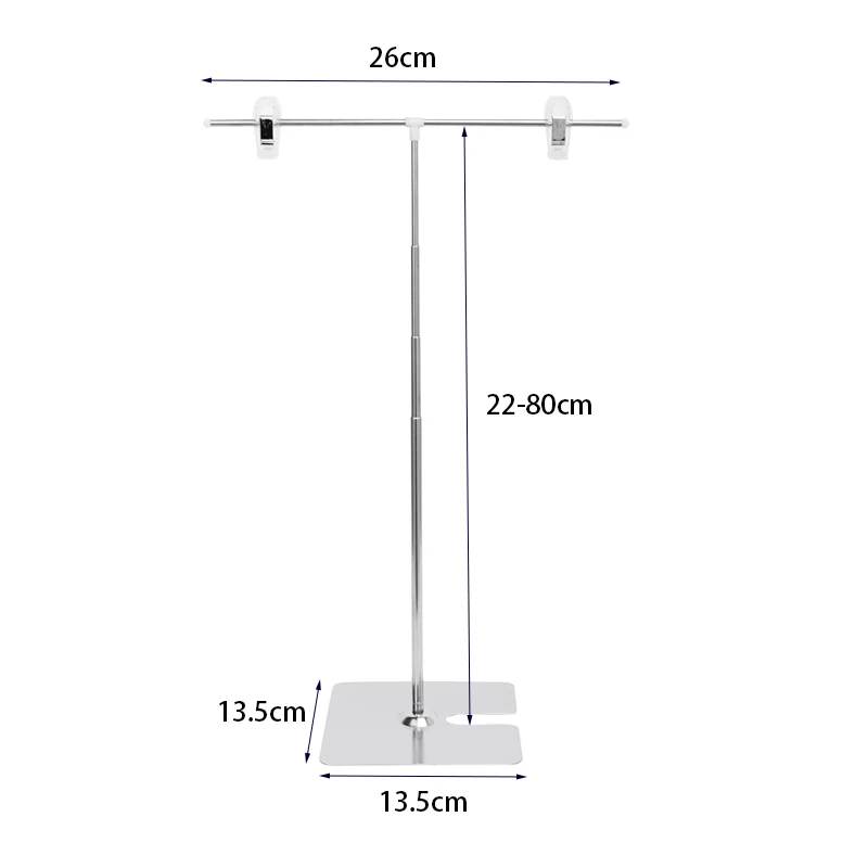 T Shape Adjustable Height Clip Style POP metal poster display stand