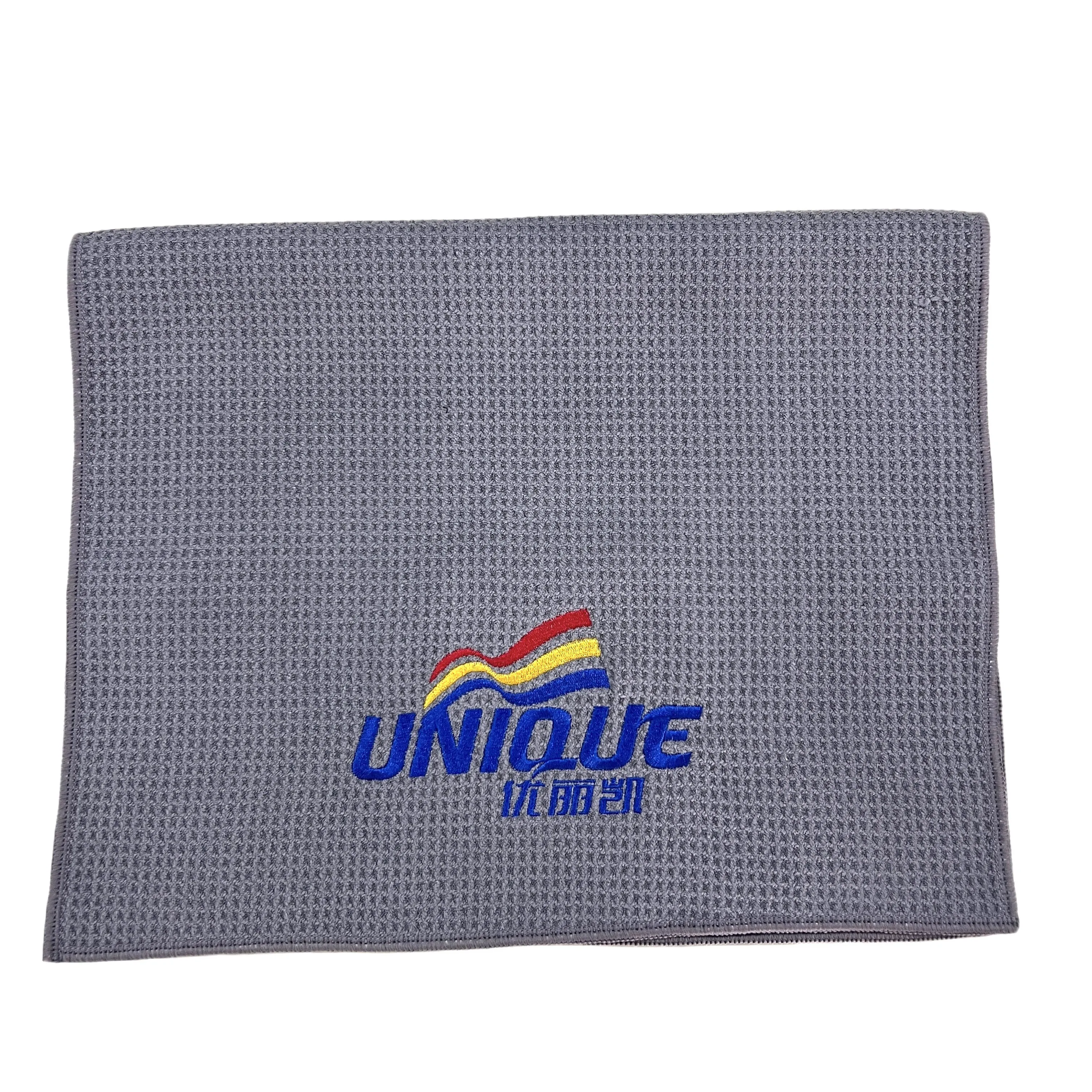 Wholesale Custom Logo Printed Quick-Dry Recycled Microfiber Waffle Weave Golf Hand Towel from China Manufacturers