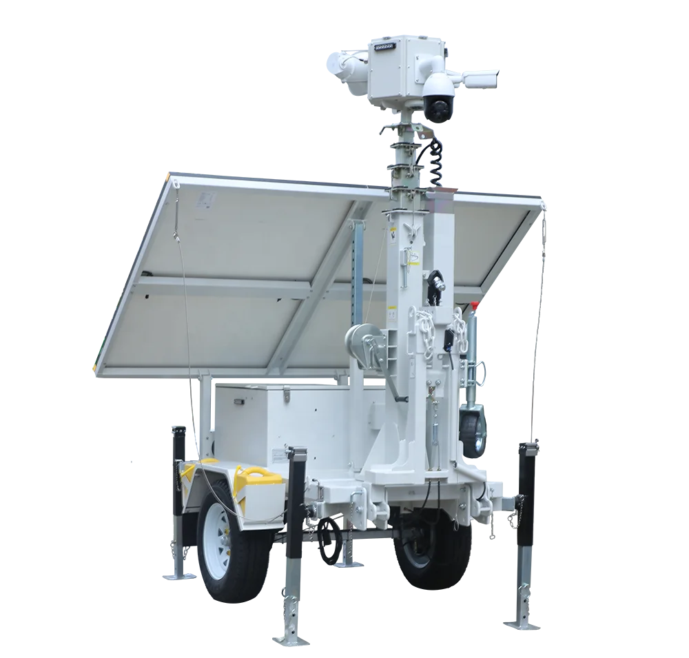 4G 5G Starlink мобильный CCTV трейлер гибридная солнечная башня с зарядным устройством и инвертором