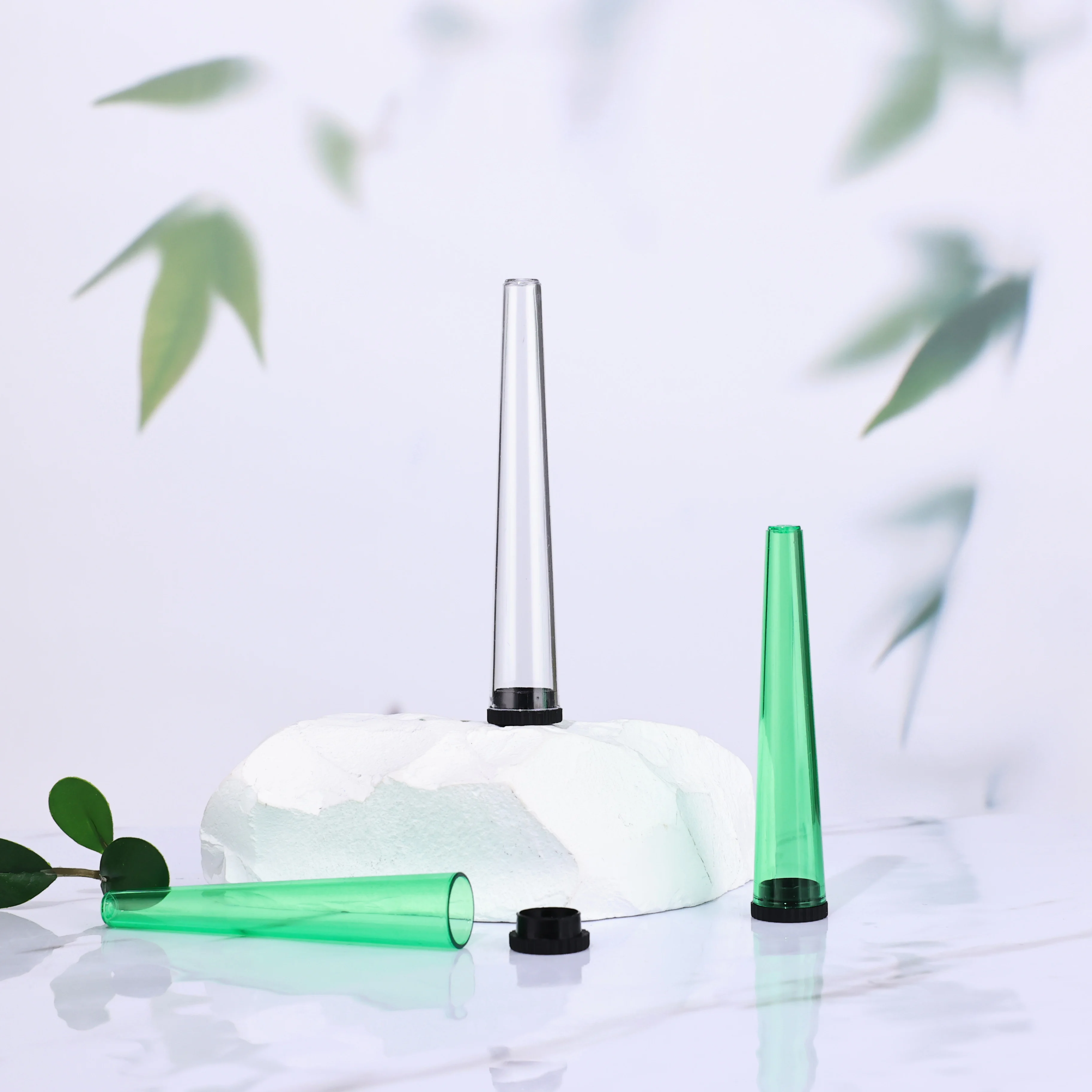 Factory Wholesale Transparent Custom logo Plastic Cap Portable Smoking Cigarette Cones Filler Acrylic Tubes Holder Manufacturer