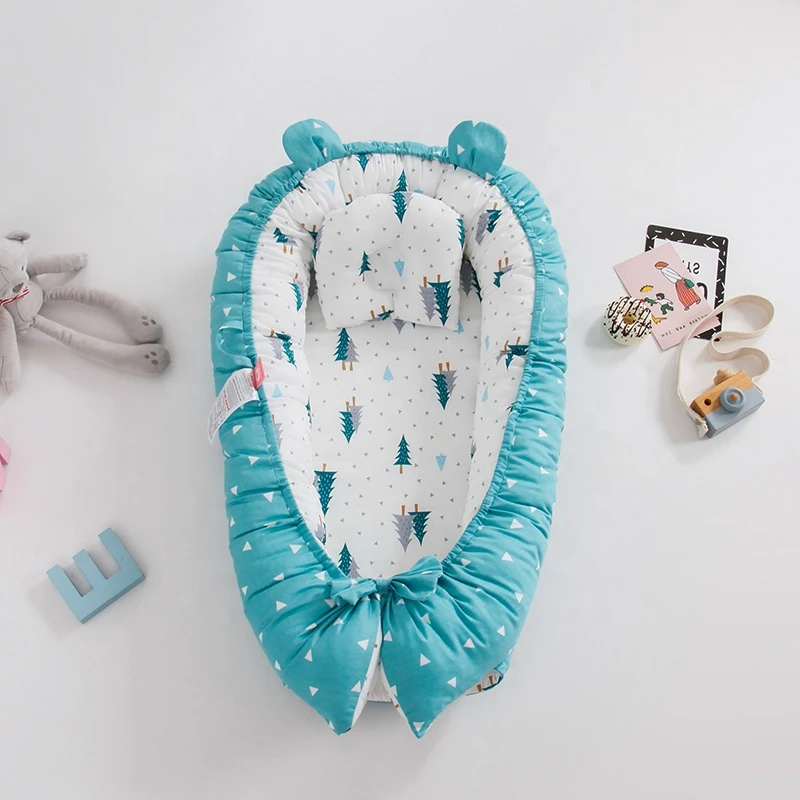 Детское гнездо для новорожденных с ручкой Съемный и моющийся шезлонг для новорожденных люлька с принтом детский шезлонг и гнездо детская кровать гнездо
