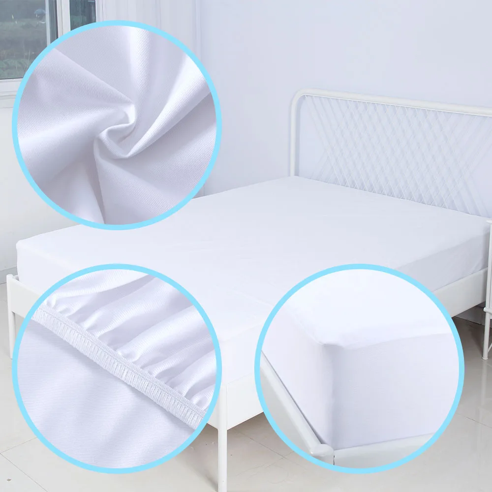 cheaper soft 100% polyester knitting Breathable waterproof mattress protector fitted sheet