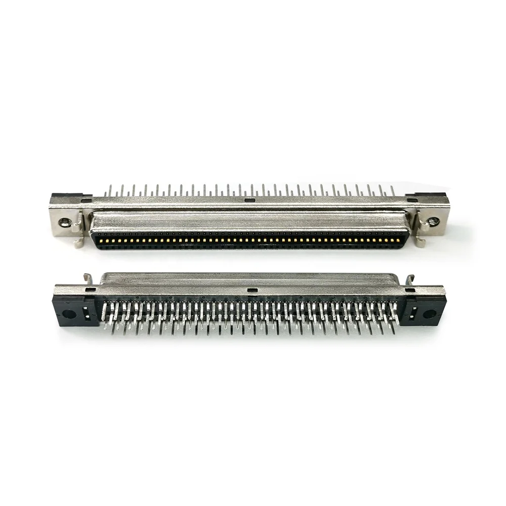 
1.27mm Straight PCB Female SCSI Connector, 14pin 20pin 26pin 36pin 50pin 68Pin 100pin SCSI Connector Socket with Fixness Hanger 