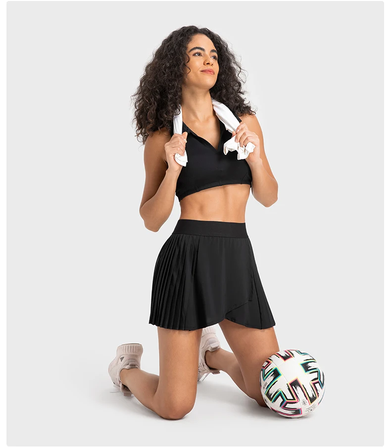 New breathable custom women 2 in 1 high waist pleated tennis skirts with inner pocket workout activewear golf skorts skirts