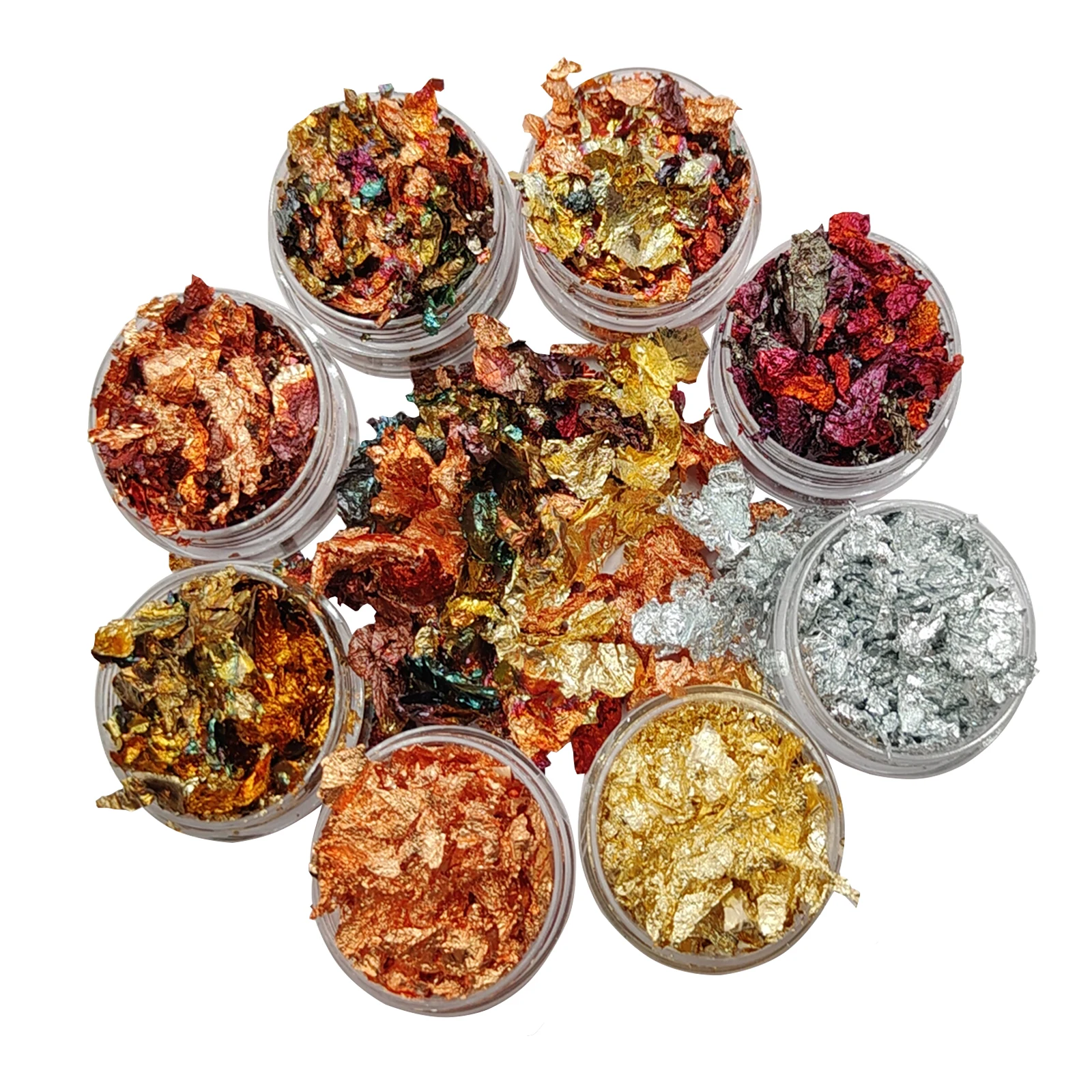 8 цветов/набор, позолота, разноцветная медная Золотая фольга, хлопья для рисования ногтей