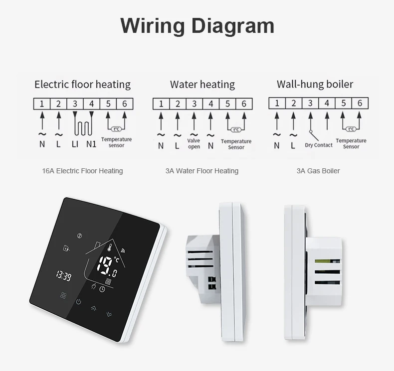 Bandary tuya wifi wireless electric water heater floor heating thermostat for electric radiator