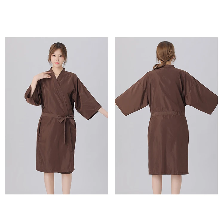 Wholesale Spa Massage Client Gown Long Salon Kimono Client Lounge Robe Smock Hair Uniform Salon