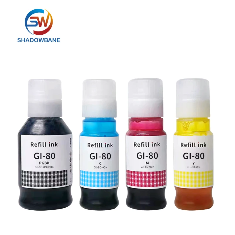 Preferential Price GI-80 Vivid in Color Ink Refilling Empty Bottle Compatible for CANON GM2080/GM4080/G5080/G6080/G7080 Printer
