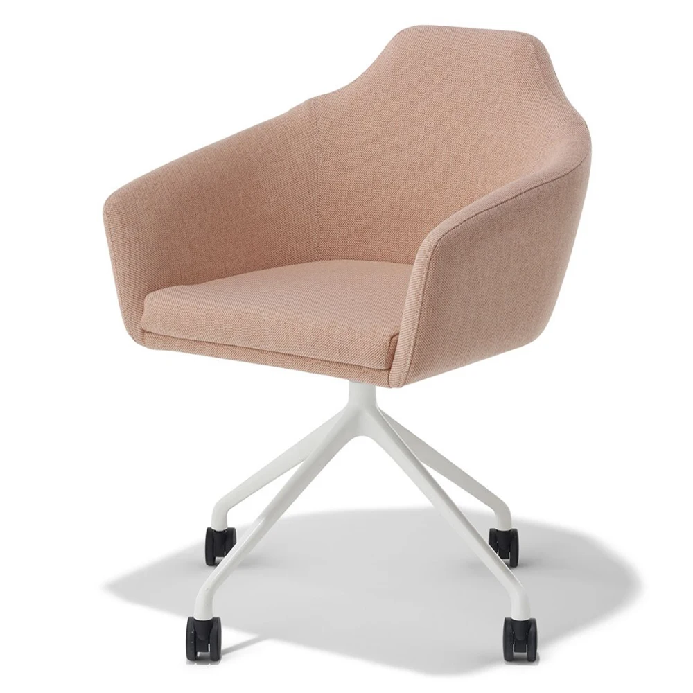 QS-LC02 4 legs Office visitor chair fabric meeting chair with casters Swivel lounge chair