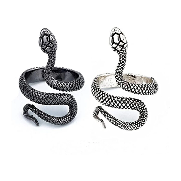 2023 Fashion Lover Gifts Vintage Animal Rings for Women Charming Adjustable Silver Snake Ring