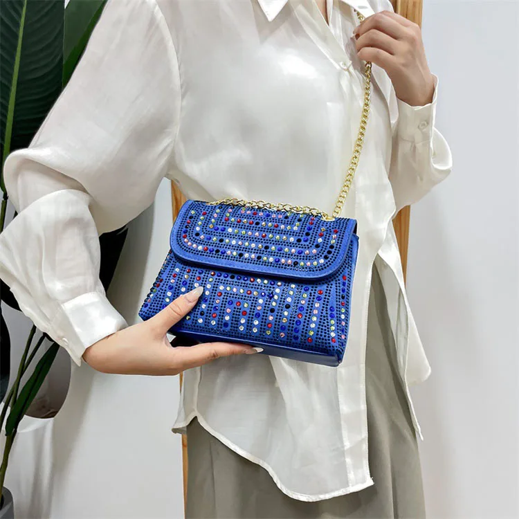 2024 new fashion rivet personality small fragrance style one shoulder ladies crossbody small square messenger bag