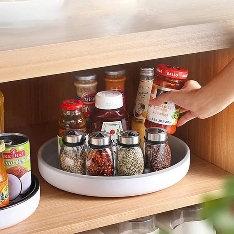 New Arrival Spices Jar Condiments Spinning Organizer Kitchen Round Plastic Rotating Storage Tray