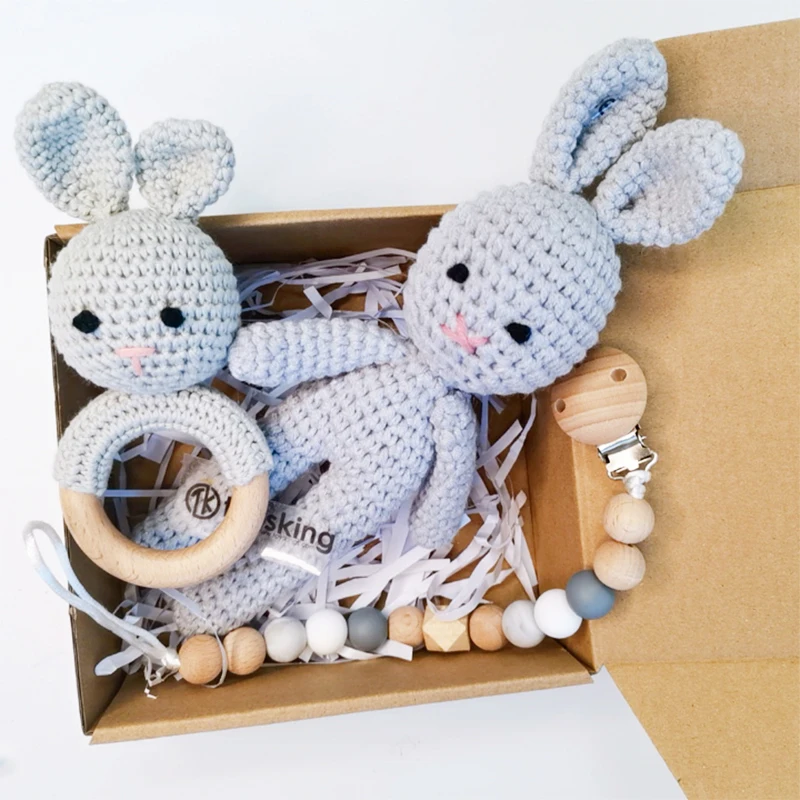 Органический хлопок Amigurumi вязание крючком Koala детские погремушки деревянный