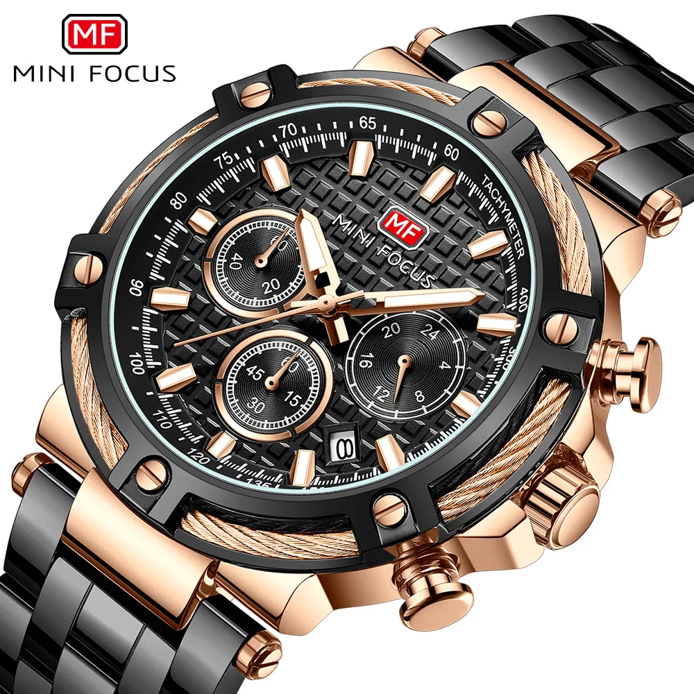 MINI FOCUS Men Watch New Fashion stainless steel Waterproof Luminous Top Brand Luxury Mens Quartz Wristwatch Relogio Masculino