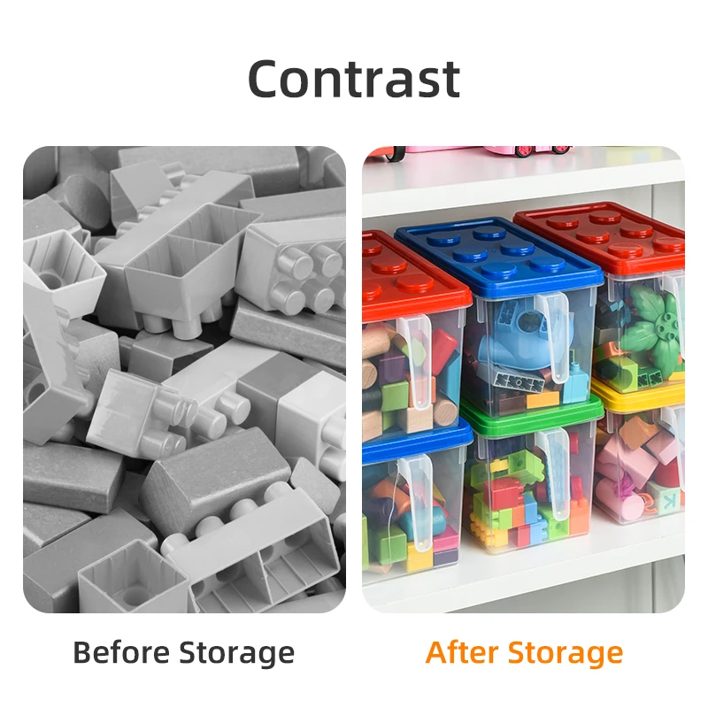 Kids Children Toy Desktop Storage Box Block Storage Box Transparent Plastic Block Storage Box