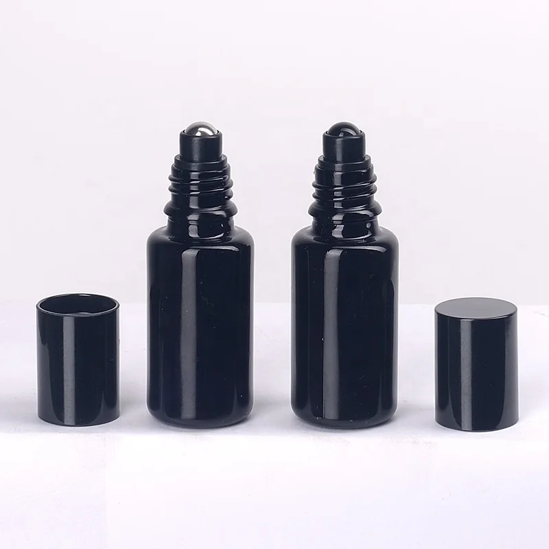 roller ball bottle 100 ml 50 ml 30 ml black glass bottle 15 ml 10 ml cosmetic roll on bottle with Bakelite cap for massage oil