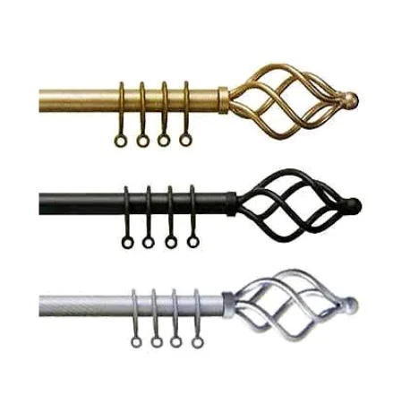 25mm Round Modern Decorative Curtain Rod  with Plastic EndCaps curtain finials