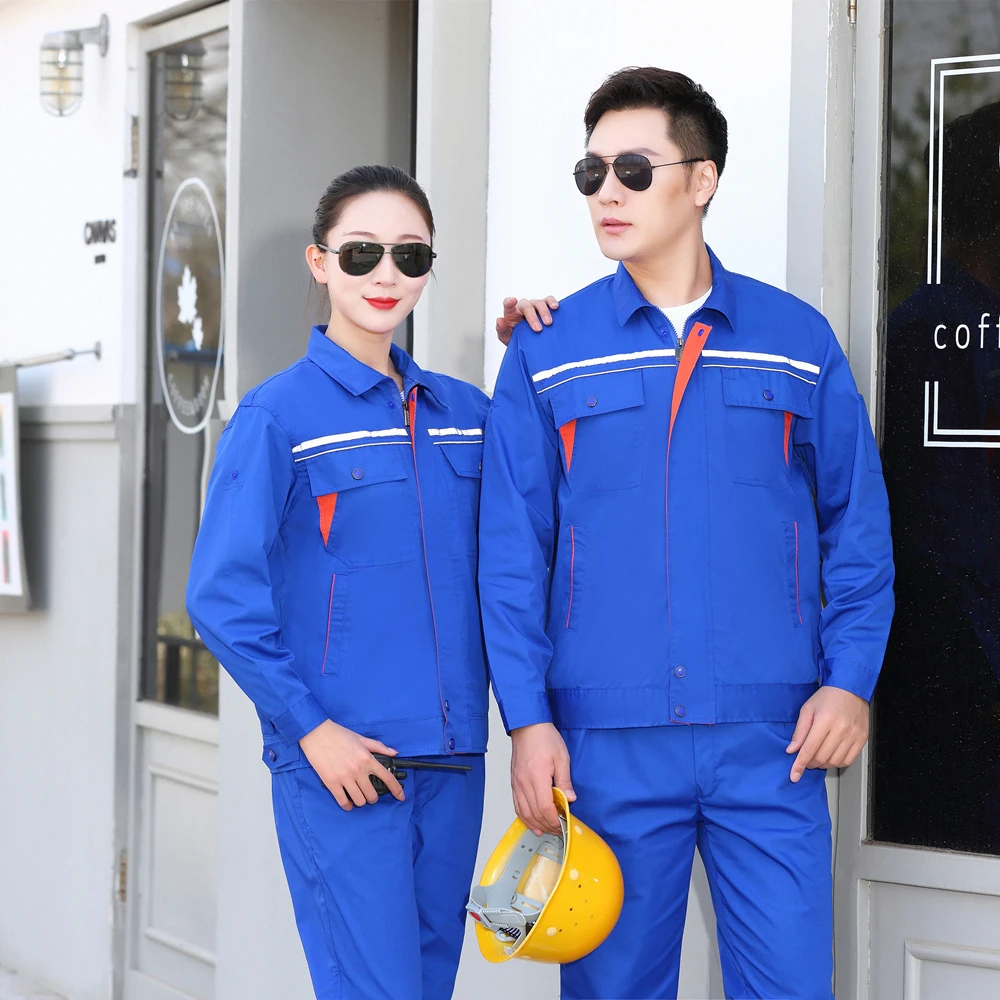 High quality 35% cotton summer long sleeve wear-proof working clothes working uniform with zip reflective work uniforms