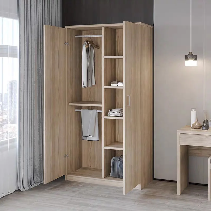 Customized Wardrobe Furniture Bedroom Set Hotel Home Solid Wood Wardrobe Clothes Hanger Cabinet