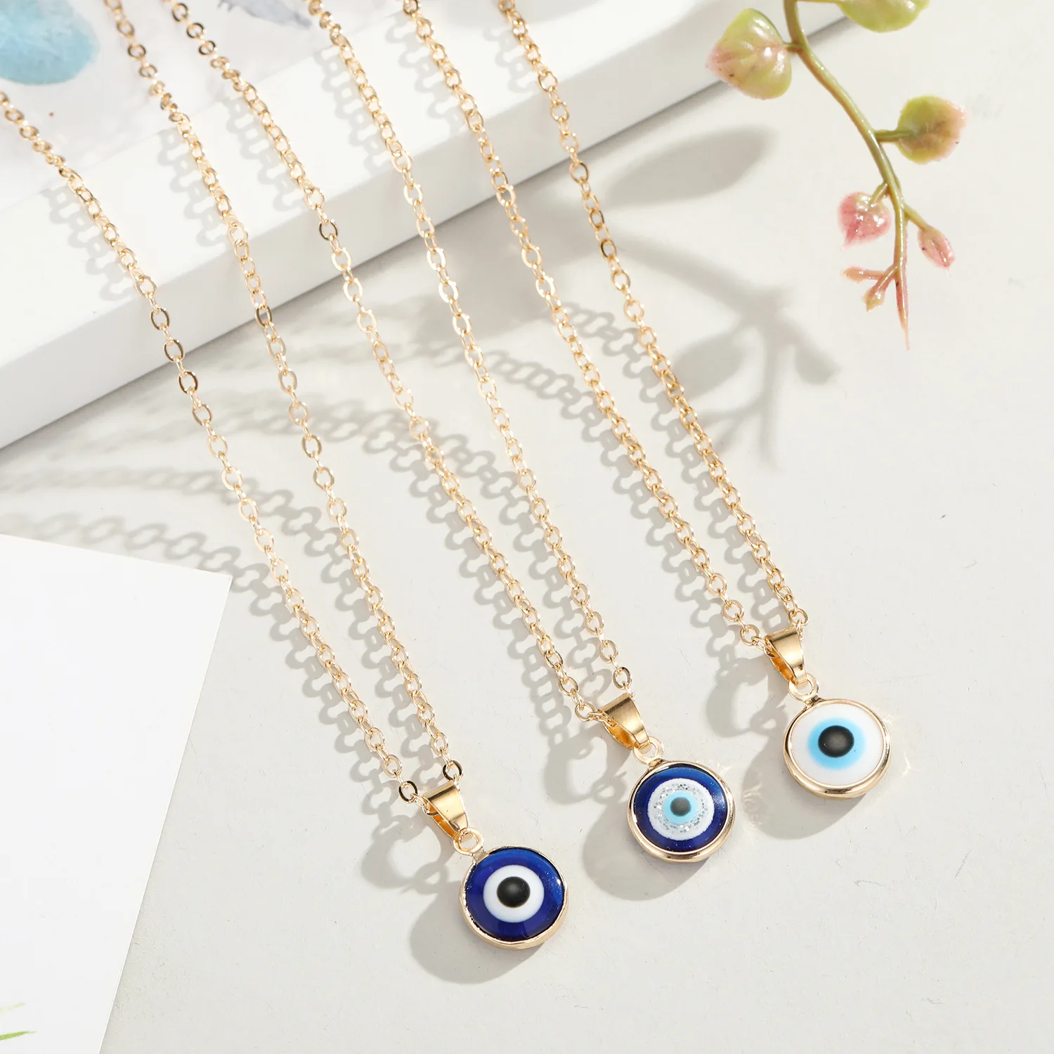 Best Selling 18K Gold Plating Oil Drip Evil Eyes Necklaces Turkish Blue Eye Necklaces Devil Eyes Pendant Necklaces