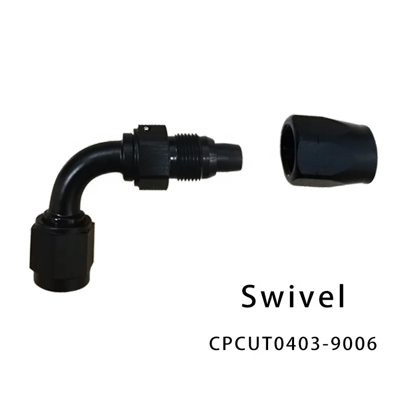 90 Degree Swivel Cutter Hose Ends AN6 AN8 AN10 AN16 Female AN Aluminium Fittings Racing Car