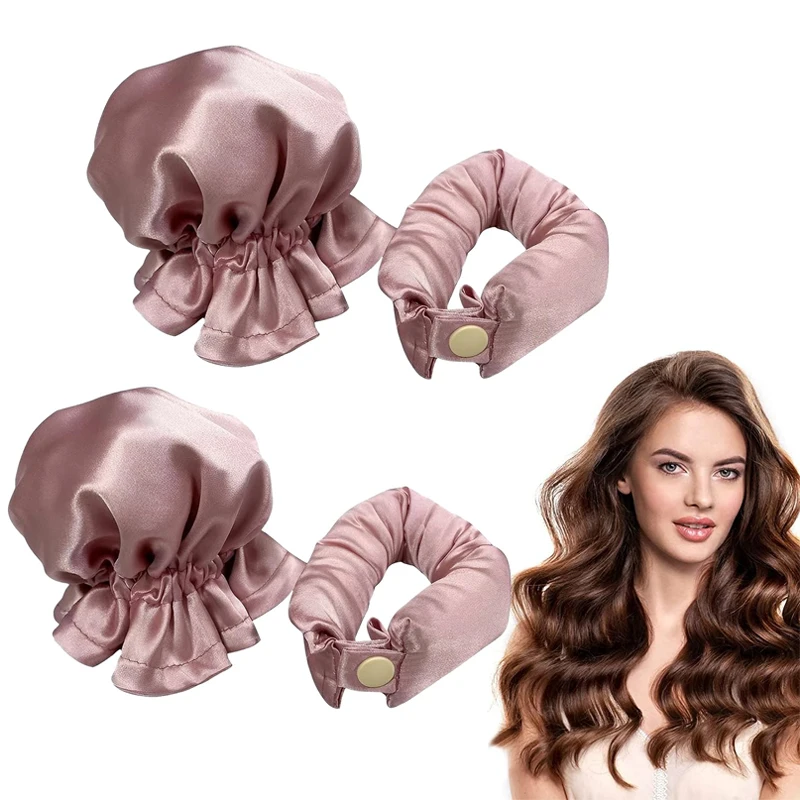 New Satin Heatless Hair Curler Rollers Soft Curling Rod Headband No Heat Curls with Hair Caps
