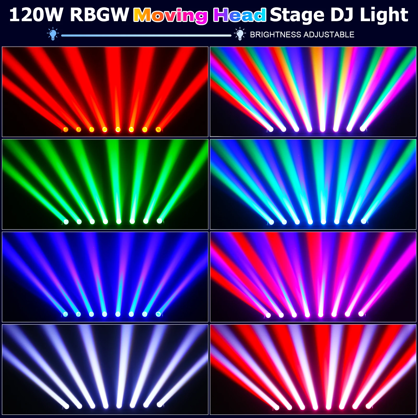 120W Nightclub Bar Disco Moving Head Led Lighting Equipment 8 Eye Rotating Rgbw Beam Stage Light