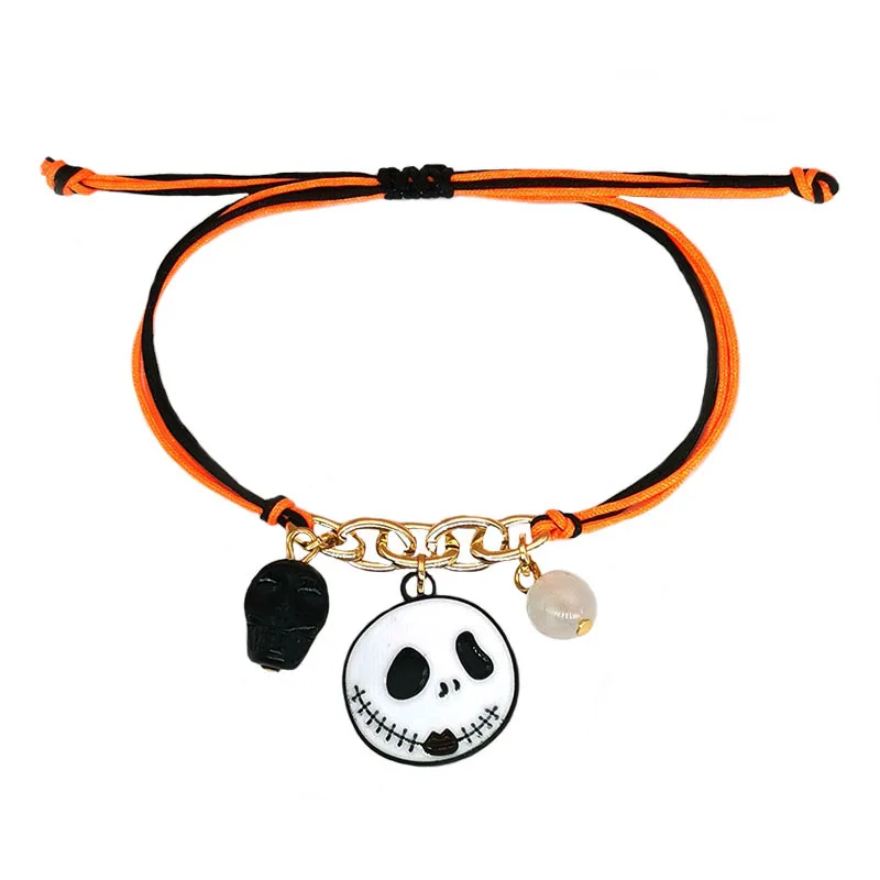 Halloween Handmade Woven Ghost Pumpkin Skeleton Halloween Bracelet  with Luminous bead for  gift cheapest price factory