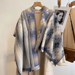 Zipeiwin 2022 Lastest Winter Cashmere Scarf 100% Acrylic  Plaid  Tassel Shawl for Lady