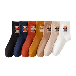 Women socks middle tube spring and autumn cotton stockings lovely pile stockings Cartoon Bear cute style stockings