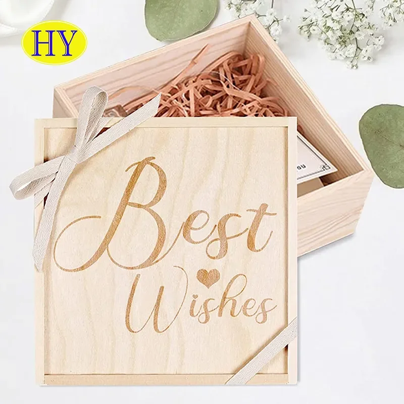 Eco friendly wooden Storage case custom Unfinished Bamboo Packaging sliding lid luxury wood gift box