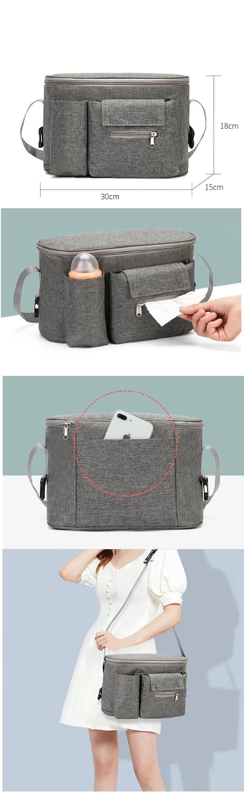 2022 best sales hot Detachable diaper storage mummy baby shoulder tote insulated stroller bag travel bag milk bottle organizer